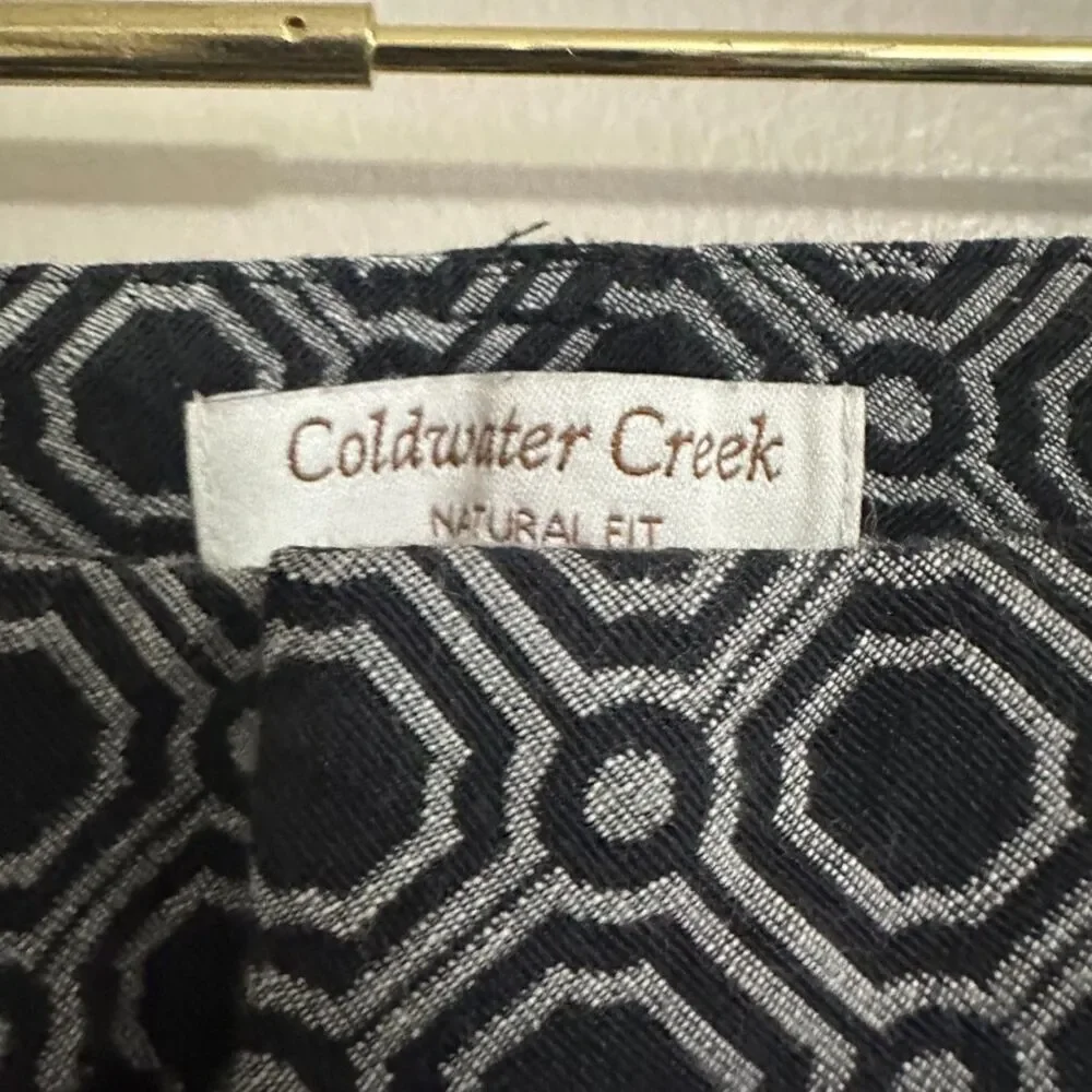 Coldwater Creek Natural Wear Trousers Women's 12 Black Gray Geometric‎ Office